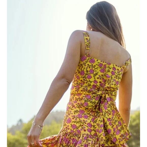 Eddy Yellow Pink Amber Fuschia Floral Carolyn Cross-Bust Top Size 4 NEW NWT - Picture 6 of 10